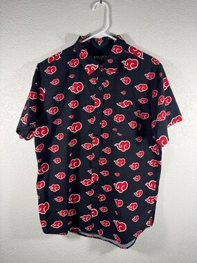 BoxLunch Naruto Akatsuki Cloud Button Up L